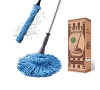 Eyliden Mopa con 2 Cabezales Reutilizables, fácil de escurrir, con Mango de 57.5 Pulgadas de Largo, mopas húmedas para Limpieza de Suelos, Limpieza de Madera Dura, Vinilo, Azulejos y más