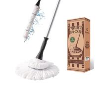 Eyliden Mopa de Microfibra de 146 cm de Largo para Limpieza de Suelos, de liberación Manual, con 2 Cabezales de Repuesto
