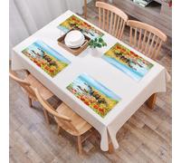 EYLOZS Mantel Individual Lavable 45 x 30 cm para Cena,Almuerzo, Desayuno - 4 Unidades - Resistente Calor, Antideslizante,Flores, Vistas CAS al mar y Amapolas en los acantilados sobre el Nivel del ma