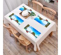 EYLOZS Mantel Individual Lavable 45 x 30 cm para Cena,Almuerzo, Desayuno - 4 Unidades - Resistente Calor, Antideslizante,Naturaleza increíble y un Destino turístico exótico en Tailandia. Barco turís