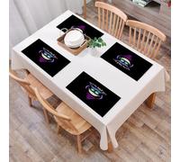 EYLOZS Mantel Individual Lavable 45 x 30 cm para Cena,Almuerzo, Desayuno - 4 Unidades - Resistente Calor, Antideslizante,Gato de Cheshire Estamos Todos enojados aquí Gato de Cheshire se ríe Gato con