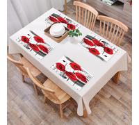 EYLOZS Mantel Individual Lavable 45 x 30 cm para Cena,Almuerzo, Desayuno - 4 Unidades - Resistente Calor, Antideslizante,Arte, cuarteto de Amapolas Rojas con Ricos pétalos sobre un dramático Fondo b