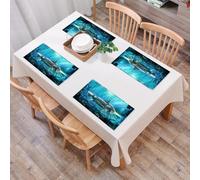 EYLOZS Mantel Individual Lavable 45 x 30 cm para Cena,Almuerzo, Desayuno - 4 Unidades - Resistente Calor, Antideslizante,Decoración de fantasía, Ciencia ficción, Guerra submarina, Futuro.