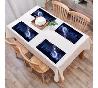 EYLOZS Mantel Individual Lavable 45 x 30 cm para Cena,Almuerzo, Desayuno - 4 Unidades - Resistente Calor, Antideslizante,Encantadora Vista Nocturna, la Luna Creciente Brilla Entre Las Estrellas, sob