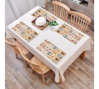 EYLOZS Mantel Individual Lavable 45 x 30 cm para Cena,Almuerzo, Desayuno - 4 Unidades - Resistente Calor, Antideslizante,Decoración navideña, diseño de Renos, muñecos de Nieve y Patchwork para símbo