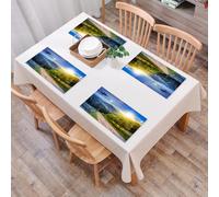EYLOZS Mantel Individual Lavable 45 x 30 cm para Cena,Almuerzo, Desayuno - 4 Unidades - Resistente Calor, Antideslizante,Valla Cerca de la Carretera Que Baja por la Colina con Bosque en Las montañas