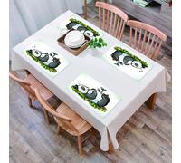 EYLOZS Mantel Individual Lavable 45 x 30 cm para Cena,Almuerzo, Desayuno - 4 Unidades - Resistente Calor, Antideslizante,Divertido Panda durmiendo y pájaros sobre su Barriga Amigo en