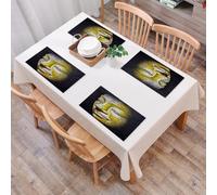 EYLOZS Mantel Individual Lavable 45 x 30 cm para Cena,Almuerzo, Desayuno - 4 Unidades - Resistente Calor, Antideslizante,Obra de Arte compleja de una Estatua de Buda, Rostro Dorado con Detalles Mela