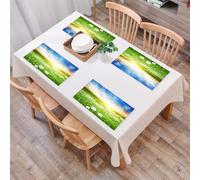 EYLOZS Mantel Individual Lavable 45 x 30 cm para Cena,Almuerzo, Desayuno - 4 Unidades - Resistente Calor, Antideslizante,Prado Lleno al Amanecer, Dientes de león y un Hermoso Cielo, Dientes de león