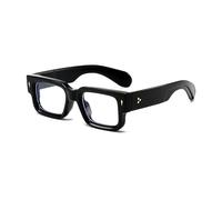 EYLRIM Gafas cuadradas de marco grueso para mujeres y hombres, anteojos rectangulares gruesos de luz azul, sin receta, Black, Medium