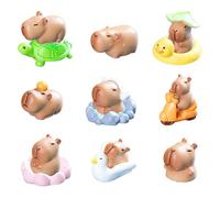 Eymobad 13Pcs Mini Capybaras de Resina, Figuras de Mi-ni Chigüires, Capybara Decoration Gateau Anniversaire, Animaux Kapibara,Decoración para Tortas de Capybaras,Escritorios y Casas de Muñecas