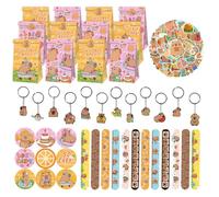 Eymobad 86PCS Capybara Cumpleaños Fiesta Regalo, Capybara Regalos De Fiesta Niños,Incluye Pulseras Bolsas De Regalo llaveros pegatinas, para fiesta de cumpleaños temática de capibara