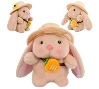 Eymobad Conejo de peluche de Pascua con zanahoria - 20 cm conejo de Pascua marrón para acurrucarse, conejo de peluche para nido de Pascua y decoración, regalo para niños, niñas y niños (marrón)