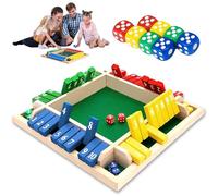 Eymobad Shut The Box Juego de mesa en madera, para 4 jugadores, con fondo de fieltro, juguete educativo tradicional para niños y adultos, familia y bar