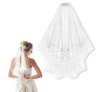 Eymobad Velo de novia Elegent para mujer, velo de novia blanco, suave velo de novia, velo de novia, blanco para Halloween, novias, despedida de soltera, boda, fiesta de gallina