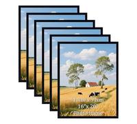 EYMPEU Juego de 6 Marco de Fotos 40x50 de PVC Negro, Apto para Colgar en la Pared, Ideal para Decorar Dormitorios y Salones