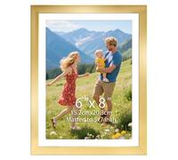 EYMPEU Marco 15x20 cm, PVC Dorado para Cuadros de 13x18cm con Paspartú o de 15x20cm sin Paspartú, Apto para Colgar en la Pared, Ideal para Decorar Dormitorios Salones