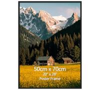 EYMPEU Marco 50x70 cm, Aluminio Negro para Cuadros de 40x60cm con Paspartú o de 50x70cm sin Paspartú, Apto para Colgar en la Pared, Ideal para Decorar Dormitorios Salones