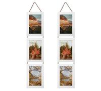 EYMPEU Marco de Foto 10X15, Marco Fotos con Cuerda para Colgar en la Pared para 6 Vertical Fotos de 10x15 cm, Blanco.