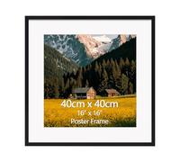 EYMPEU Marcos de Fotos 30x30, Negro para Cuadros de 30x30cm con Paspartú o de 40x40cm sin Paspartú, Apto para Colgar en la Pared, Ideal para Decorar Dormitorios Salones