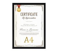 EYMPEU Marcos de Fotos A4, Negro para Cuadros de 15x20cm con Paspartú o de A4 sin Paspartú, Apto para Colocar sobre la Mesa o Colgar en la Pared, Ideal para Decorar Dormitorios Salones Oficinas