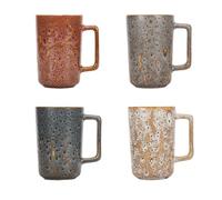 EYMPEU Set 4 Tazas de Cafe, Juego de Tazas Desayuno de Diseño Creativo de Magma, Versátiles, Duraderas y Únicas para Bebidas Calientes o Frías, 450ml.