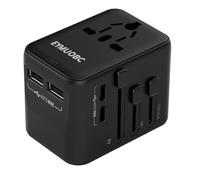 EYMUOBC Adaptador Enchufe Universal,Adaptador de Viaje con 2 USB-C y 2 USB-A, Enchufe Universal Viaje Internacional para USA, Reino Unido, Italia, Australia, Japón, Tailandia, Canadá,Travel Plugs