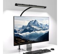 EYOCEAN Lámpara de escritorio LED con protección para los ojos, lámpara con abrazadera con cuello de cisne ajustable con brazo oscilante