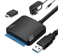 EYOOLD Adaptador SATA a USB 3.0, Cable convertidor de Disco Duro Externo para Disco Duro de 2.5 Pulgadas y 3.5 Pulgadas, SSD con Fuente de alimentación
