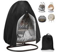 Eyoulife Funda impermeable para sillón colgante 210D de tejido Oxford, 190 x 115 cm, funda para sillón colgante con cremallera, cordón, resistente al viento, resistente a los rayos UV, resistente al