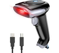 Eyoyo 1D 2D inalámbrico escáner de código de barras, 2.4G inalámbrico y USB con cable lector de código de barras 2-en-1 versátil escáner de código QR con batería recargable 2500mAh, inalámbrico de man