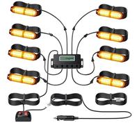 EYPINS 12LED Luces Estroboscópicas, 8pcs Luz de Advertencia Luz Intermitente Estroboscopio IP65 Luz de Emergencia 30 Modos Intermitentes 12V/24V para Camión, Tractor, Carretilla Elevadora