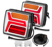 EYPINS 2X Luces Traseras para Remolque con Conexión Magnética 35 LED y 7 Pines, 12V Pilotos Traseros IP67 con Cable 10m y Lámina de Fijación Metálica, Turismos, Camiones, Caravanas, ECE R148 y R10
