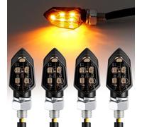EYPINS 4x Intermitentes LED Moto Homologados E24, 12V 5LED Intermitentes Micro Universales con Luz Diurna, Impermeable IP65, Tornillo M8, Cable 50cm para Motocross,Scooter,Quad,Ciclomotor