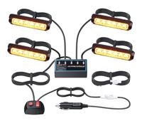 EYPINS 4X Luces de Advertencia LED, 6 LED de Emergencia, Impermeable IP65, 12V/24V, Luz Estroboscópica Luces Intermitentes para Coche Camión, 6W, 12V/24V, 8 Modos de Intermitencia, Ámbar