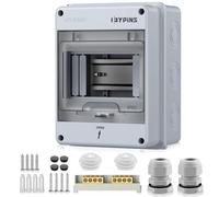 EYPINS Caja de distribución de superficie1 fila 5 Módulos Caja de Fusibles IP65 Antihumedad con Terminales de Latón para Jardín o Exterior
