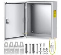 EYPINS Caja Eléctrica Metálica Acero 40x50x20cm con Cerrojo Aluminio IP44 | Caja de Conexiones Resistente a la Abrasión y Corrosión, CE, Placa de Montaje Desmontable, para Interiores y Exteriores