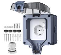 EYPINS Enchufe Exterior Impermeable IP66, con Interruptor,Toma de Corriente, Enchufe Pared para Baño Jardín Garaje Cocina y Piscina