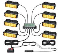 EYPINS Luces Estroboscópicas para Vehículos 8 Lámparas LED con 12 Chips Cada Una, 8 Modos Parpadeo, IP65, Adaptador 12V/24V Homologado para Camión Tractor Automóvil