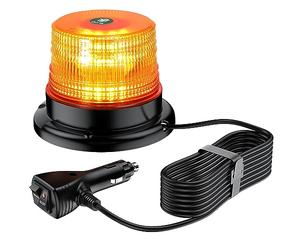 EYPINS Luz Rotativa LED Estroboscópica, 40LED Luz Led Giratoria con Imán, 40W Faro Intermitente de Advertencia con Base Magnética para Camión, Tractor 12V/24V con 5m cable de Mechero, E57 IP65