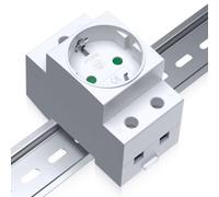 EYPINS Toma para Carril DIN Estándar de 35mm 10/16A con Protección Infantil | Enchufe Modular 2.5TE, 250V 2P+E, Fijación por Clip, Certificación CE, para Cuadros de Distribución y Armarios de Control