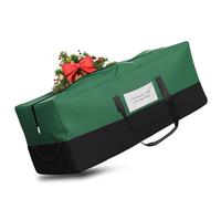 EYQ Bolsas para árbol de Navidad, guarda un árbol artificial de 7,5 pies, contenedor para cargas pesadas de material impermeable Oxford 600D con cremallera y asas (verde negro)