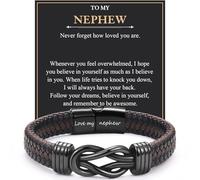 EYQV Regalos para papá, marido, novio, hermano, hijo, pulsera de cuero grabada, regalos para sobrino, nieto, regalos de cumpleaños, regalos de San Valentín, regalos de Navidad para hombres