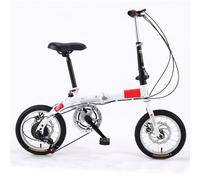 EYRMQWJPC Bicicleta Plegable Ligera, Bicicleta Plegable de 14 Pulgadas Frenos Disco Dobles 5 velocidades