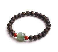 EYRMQWJPC brazaletes de perlas, Pulsera de cuentas mala nefrita madera agar 7 mm hecha a mano con un solo bucle for oración y yoga