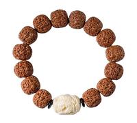 EYRMQWJPC brazaletes de perlas, Pulsera de cuentas rudraksha 15 mm hecha a mano for meditación, oración y yoga