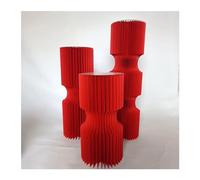 EYRMQWJPC Columnas plegables de papel para tartas, soporte de 3 piezas de pedestales cilíndricos, columnas redondas plegables para exposición de papel (rojo)
