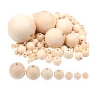 EYRMQWJPC Cuentas de madera en forma de bola, Bolas de madera con agujeros 4 a 60 mm, cuentas for hacer joyas DIY, 1 a 200 piezas(1pcs,8mm x 2mm)