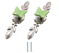 EYRMQWJPC De cerámica antigua de bronce, Pomos de cerámica y aleación zinc for armarios, un solo orificio, multicolor, 2 unidades(Green Butterfly-large)