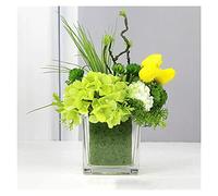 EYRMQWJPC decoración del hogar Flores Artificiales de Seda de 11,42 Pulgadas, hortensias de Seda Amarillas con Tallos y Hojas.